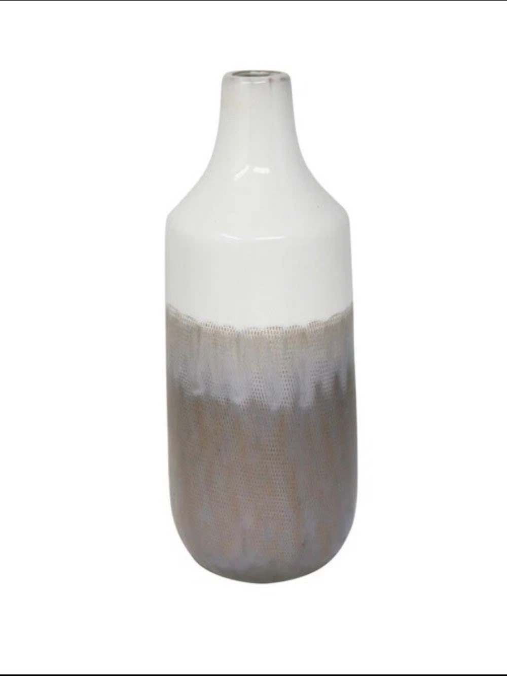 16” Ceramic Vase Contemporary Gray & White Vase